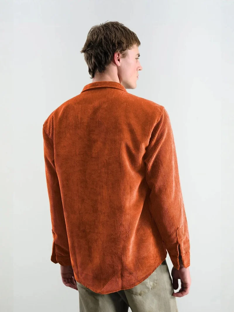 Giesto Bright Orange GIESTO Oversized Velvet Shirt for Men | Best Price UAE