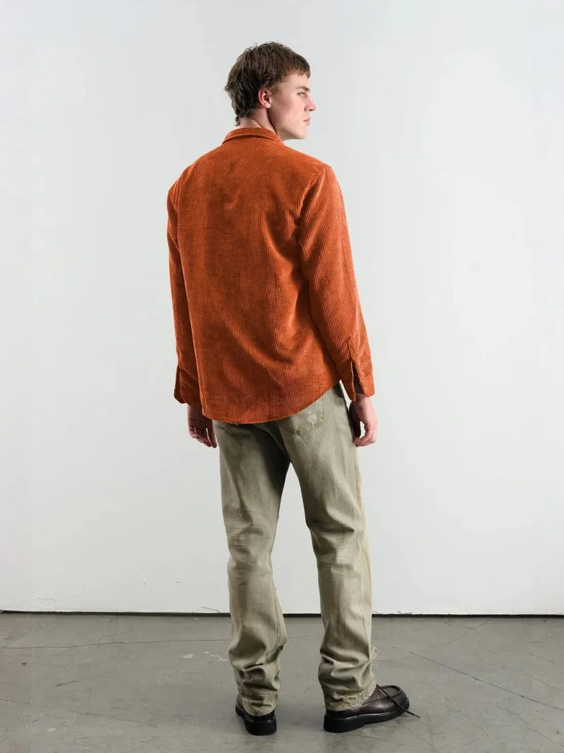 Giesto Bright Orange GIESTO Oversized Velvet Shirt for Men | Best Price UAE