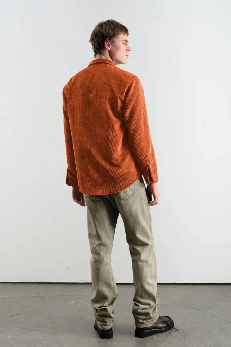 Giesto Bright Orange GIESTO Oversized Velvet Shirt for Men | Best Price UAE