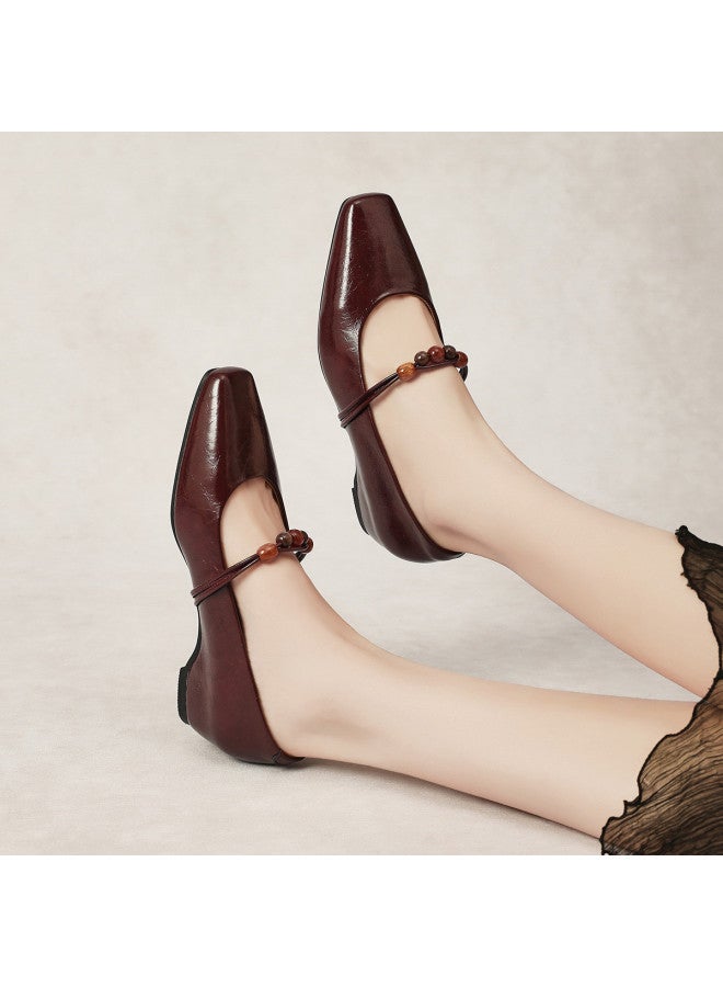 St&Sat French Retro Shallow Mouth Small Leather Shoes Women 2026 New Autumn Pointed Toe Stylish Versatile Literary Mary Jane - Image 2