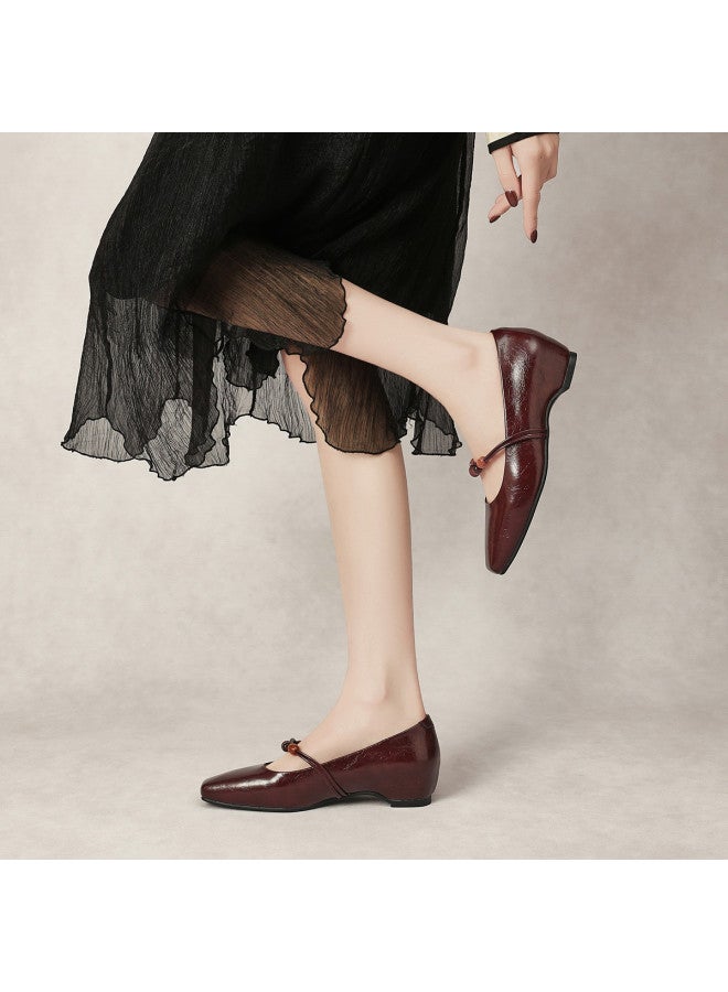 St&Sat French Retro Shallow Mouth Small Leather Shoes Women 2026 New Autumn Pointed Toe Stylish Versatile Literary Mary Jane - Image 4