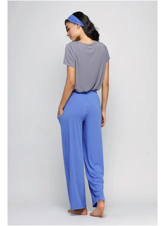 NeceSera Relaxed Blue Flared Lounge Pant