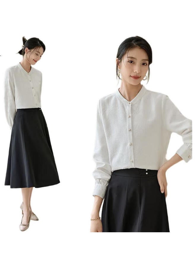 First Application Chushen Spring And Autumn Long Sleeve Women'S Stand Collar New Chinese Style Pearl National Style Elegant Commuter Shirt Top S143C2046 - Image 3
