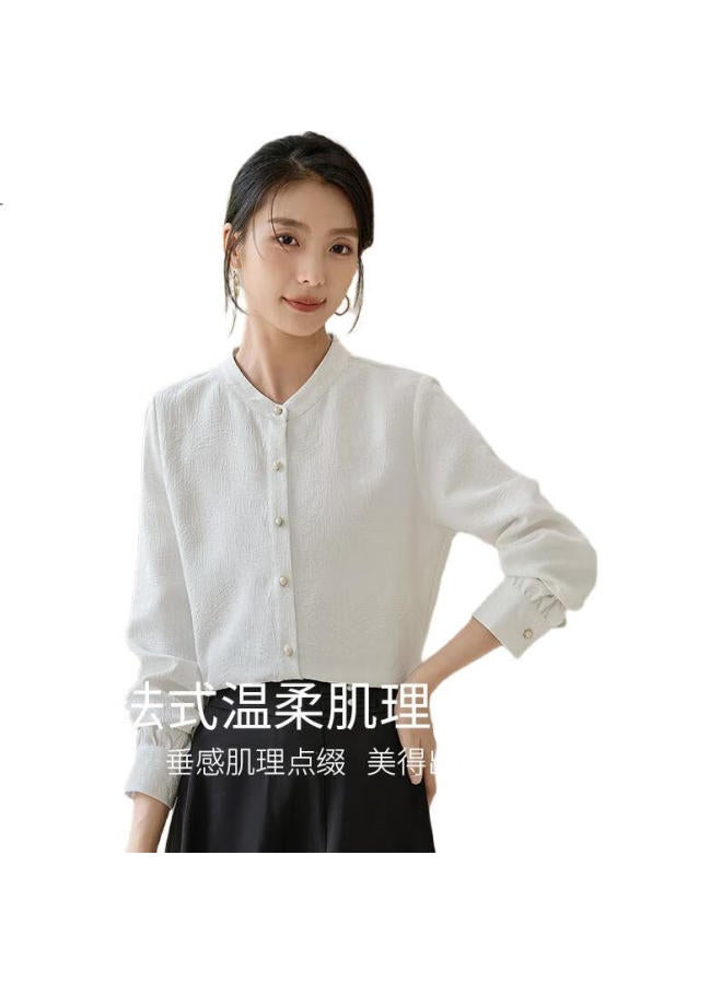 First Application Chushen Spring And Autumn Long Sleeve Women'S Stand Collar New Chinese Style Pearl National Style Elegant Commuter Shirt Top S143C2046 - Image 1