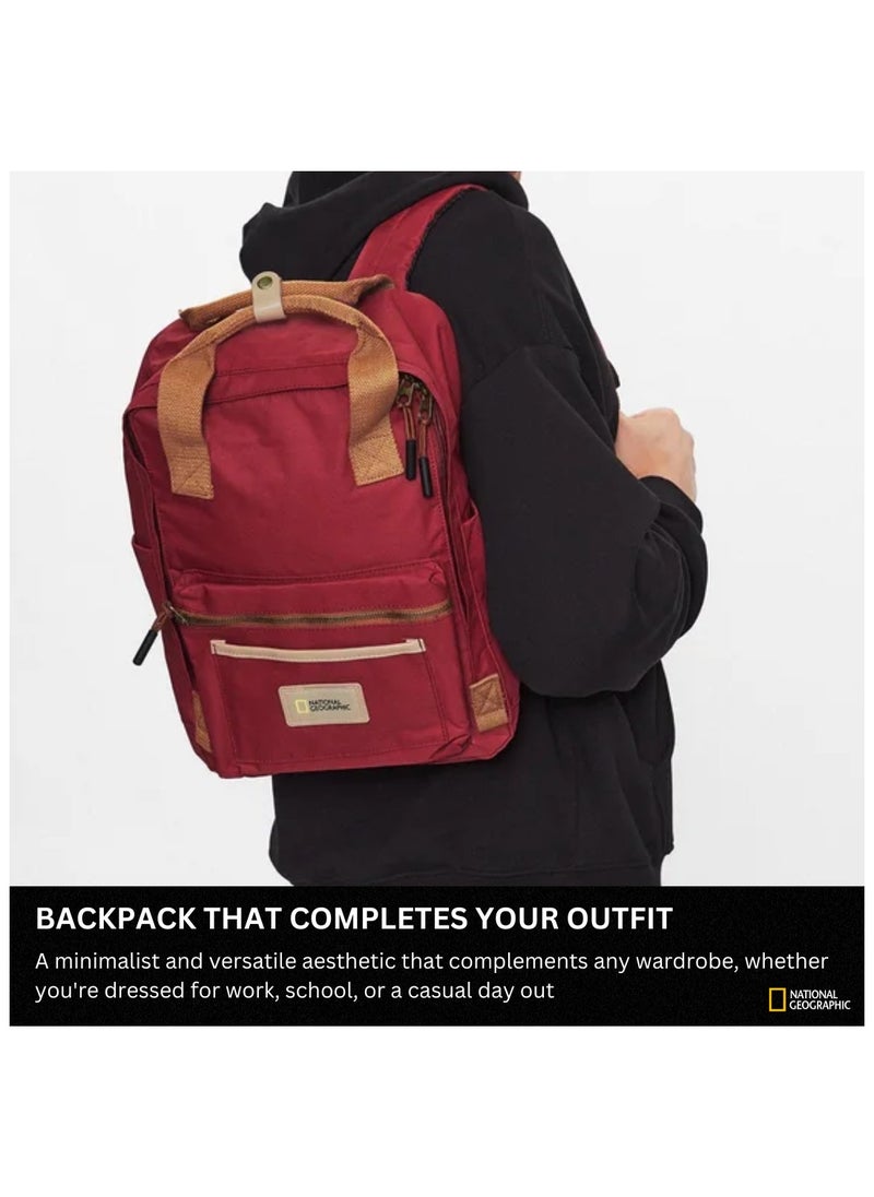 NATIONAL GEOGRAPHIC National Geographic LEGEND Large Backpack Red For Men And Women, Durable Water Resistant Padded Laptop Casual Maroon Daypack, Bag For School College Office Leisure Outdoor Travel  - Image 4