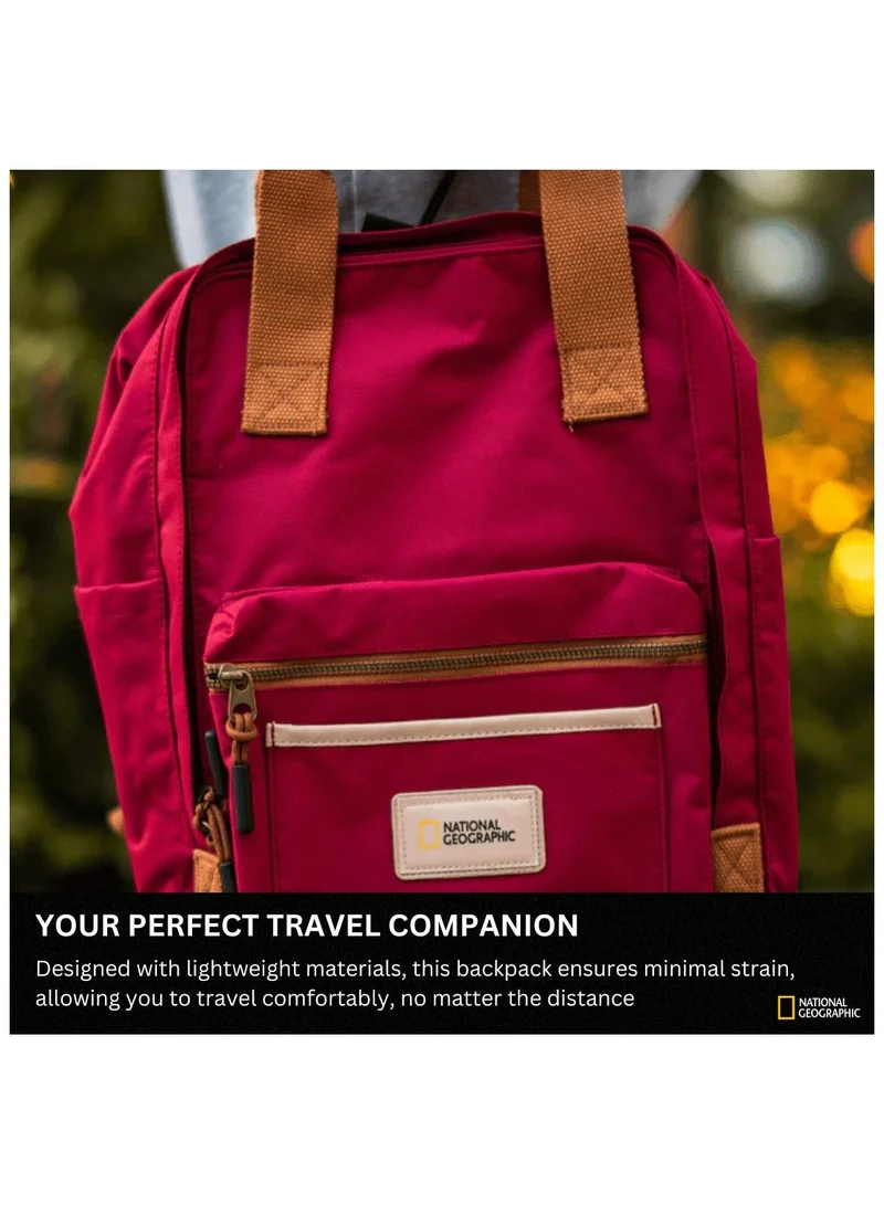 National Geographic 15 National Geographic LEGEND Large Backpack Red For Men And Women, Durable Water Resistant Padded Laptop Casual Maroon Daypack, Bag For School College Office Leisure Outdoor Travel  | Best Price UAE