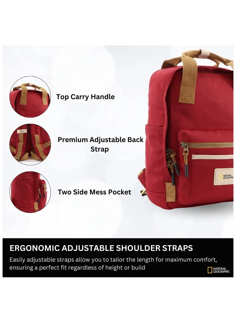 National Geographic 15 National Geographic LEGEND Large Backpack Red For Men And Women, Durable Water Resistant Padded Laptop Casual Maroon Daypack, Bag For School College Office Leisure Outdoor Travel  | Best Price UAE