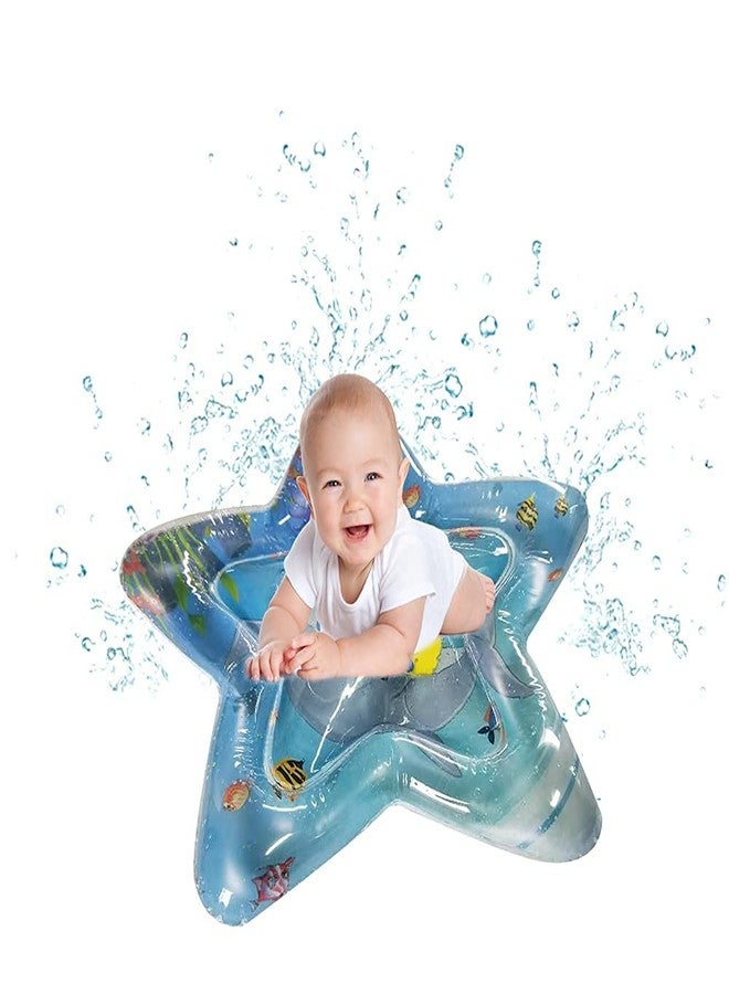RIGJAK Star Shape Water Play Mat Toys Inflatable Tummy Time Leakproof Water Play Mat, Fun Activity Play Center Indoor and Outdoor Mat for Crawling for Little Girl & Boy (Blue) - Image 2