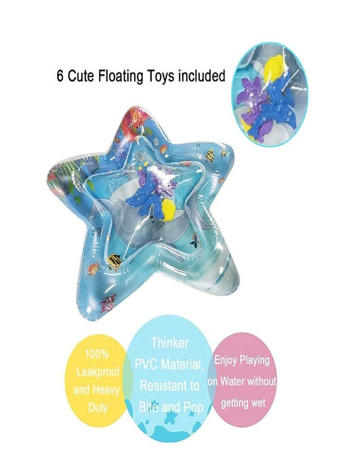 RIGJAK Star Shape Water Play Mat Toys Inflatable Tummy Time Leakproof Water Play Mat, Fun Activity Play Center Indoor and Outdoor Mat for Crawling for Little Girl & Boy (Blue) - Image 3