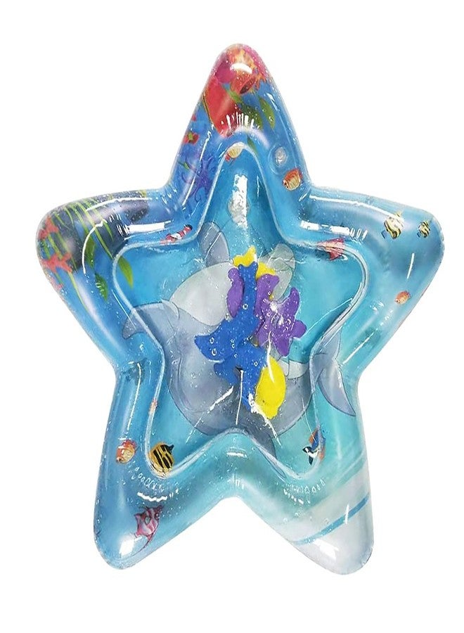 RIGJAK Star Shape Water Play Mat Toys Inflatable Tummy Time Leakproof Water Play Mat, Fun Activity Play Center Indoor and Outdoor Mat for Crawling for Little Girl & Boy (Blue) - Image 1