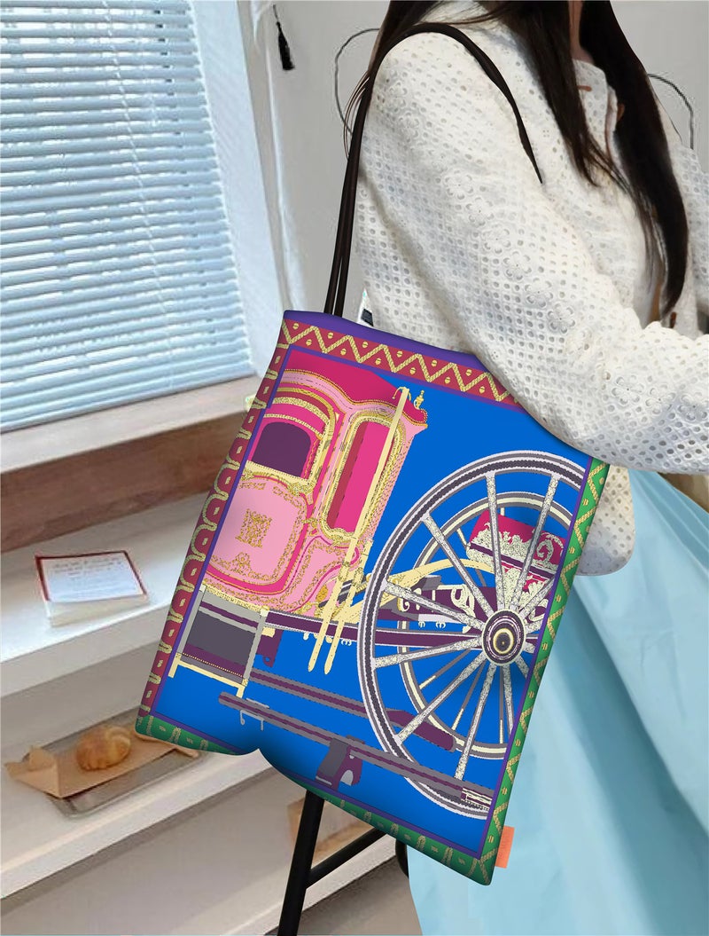 2025 Printed Canvas Bag Cowhide Rope Handbag Shoulder Bag Lightweight Large Capacity Dropshipping - Image 2