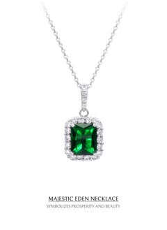 AWNL Women's Silver Pendant Necklace with Green CZ Diamonds Elegant Gift for Women Girlfriend  - Image 4