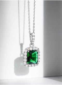 AWNL Women's Silver Pendant Necklace with Green CZ Diamonds Elegant Gift for Women Girlfriend  - Image 3