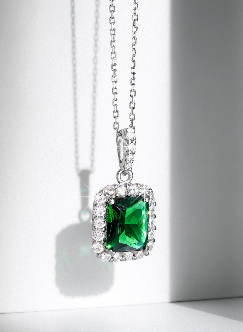 AWNL Majestic Oasis Necklace with Lab-Grown Emerald Pendant and Sterling Silver Chain,Middle East Exclusive Collection - Image 2