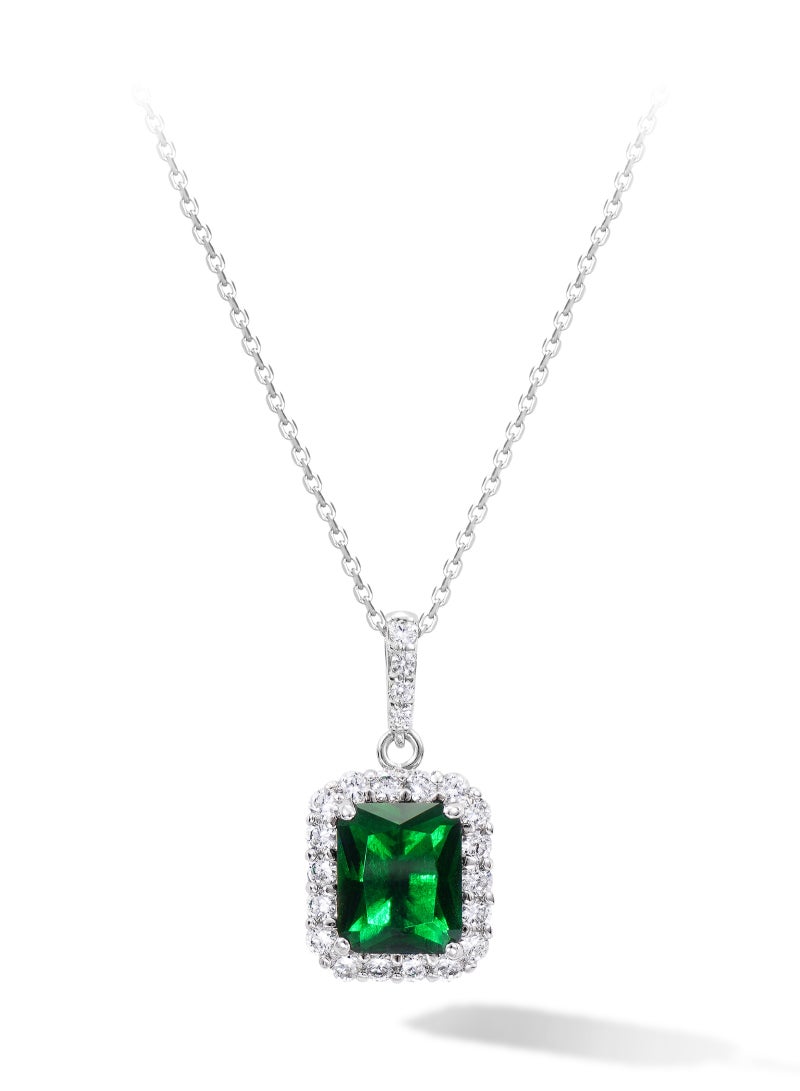 AWNL Majestic Oasis Necklace with Lab-Grown Emerald Pendant and Sterling Silver Chain,Middle East Exclusive Collection - Image 3