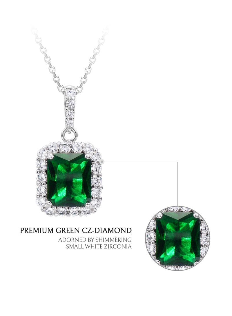 AWNL Majestic Oasis Necklace with Lab-Grown Emerald Pendant and Sterling Silver Chain,Middle East Exclusive Collection - Image 5