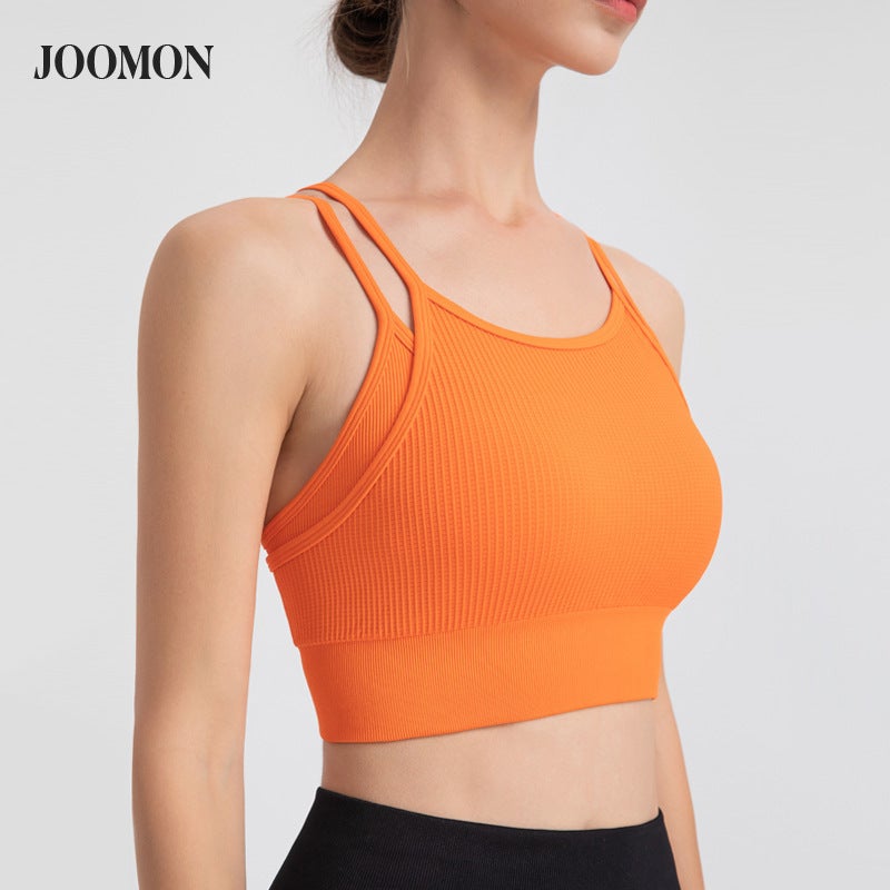 Juman Fake Two-Piece Beautiful Back Fitness Yoga Vest Y-Shaped Spaghetti Straps Shock-Proof High-Strength Fixed Cup Sports Bra - Image 2
