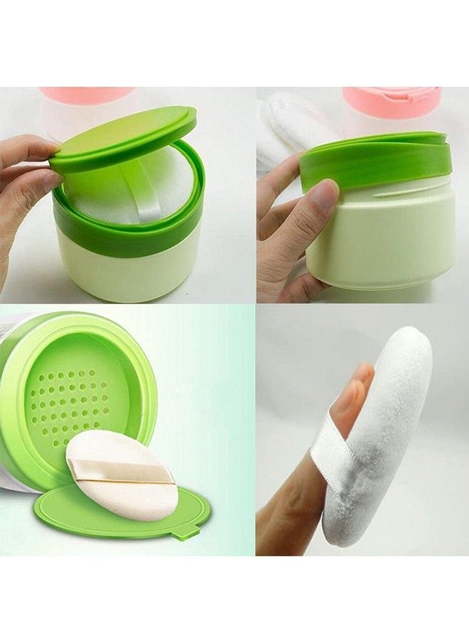erioctry - Green Plastic Empty Portable Baby Skin Care Afterbath Powder Puff Talcum Powder Case Container Dispensor Makeup Loose Powder Box Holder Bottle Container Travel Kit With Powder Puff And Sifter - Image 1
