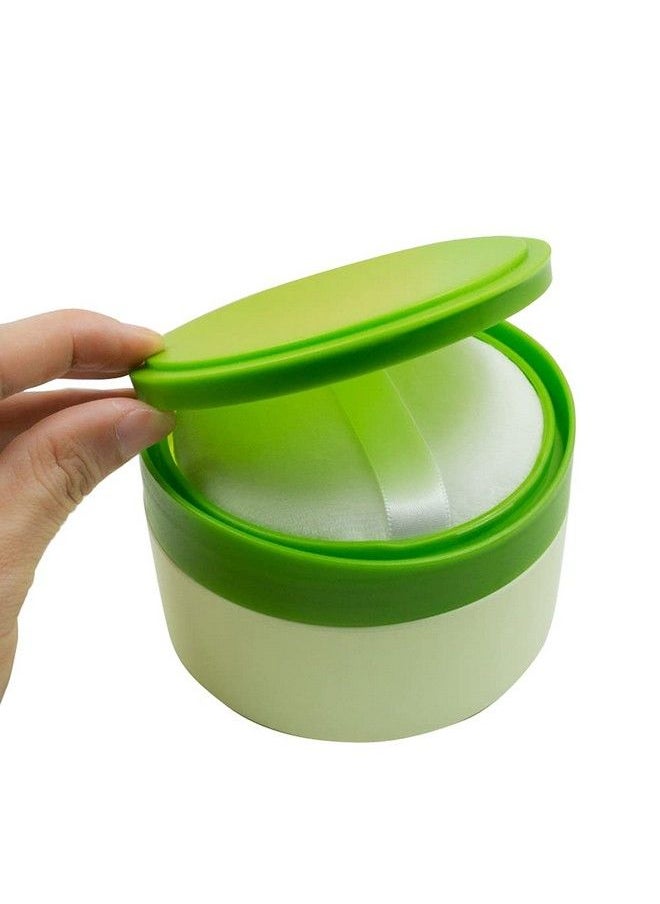 erioctry - Green Plastic Empty Portable Baby Skin Care Afterbath Powder Puff Talcum Powder Case Container Dispensor Makeup Loose Powder Box Holder Bottle Container Travel Kit With Powder Puff And Sifter - Image 1