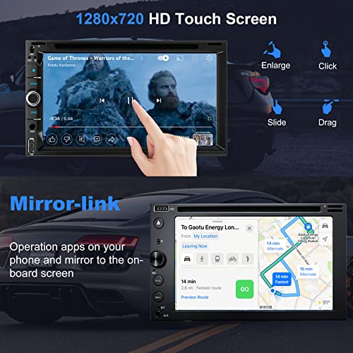Adapter-Universe Double Din car Stereo with CD/DVD Player- CarPlay & Android Auto, Car Audio with Bluetooth, 7 Inch HD Touchscreen, Rear Camera, USB/TF/AUX, Subwoofer, AM/FM Radio Receiver - Image 3