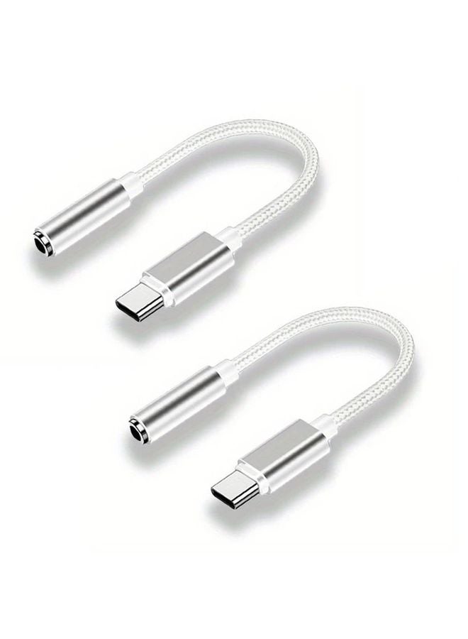2Pack Black And Silvery Braided USB C To 3 5mm Aux Audio Adapter For iPhone Samsung - Image 5