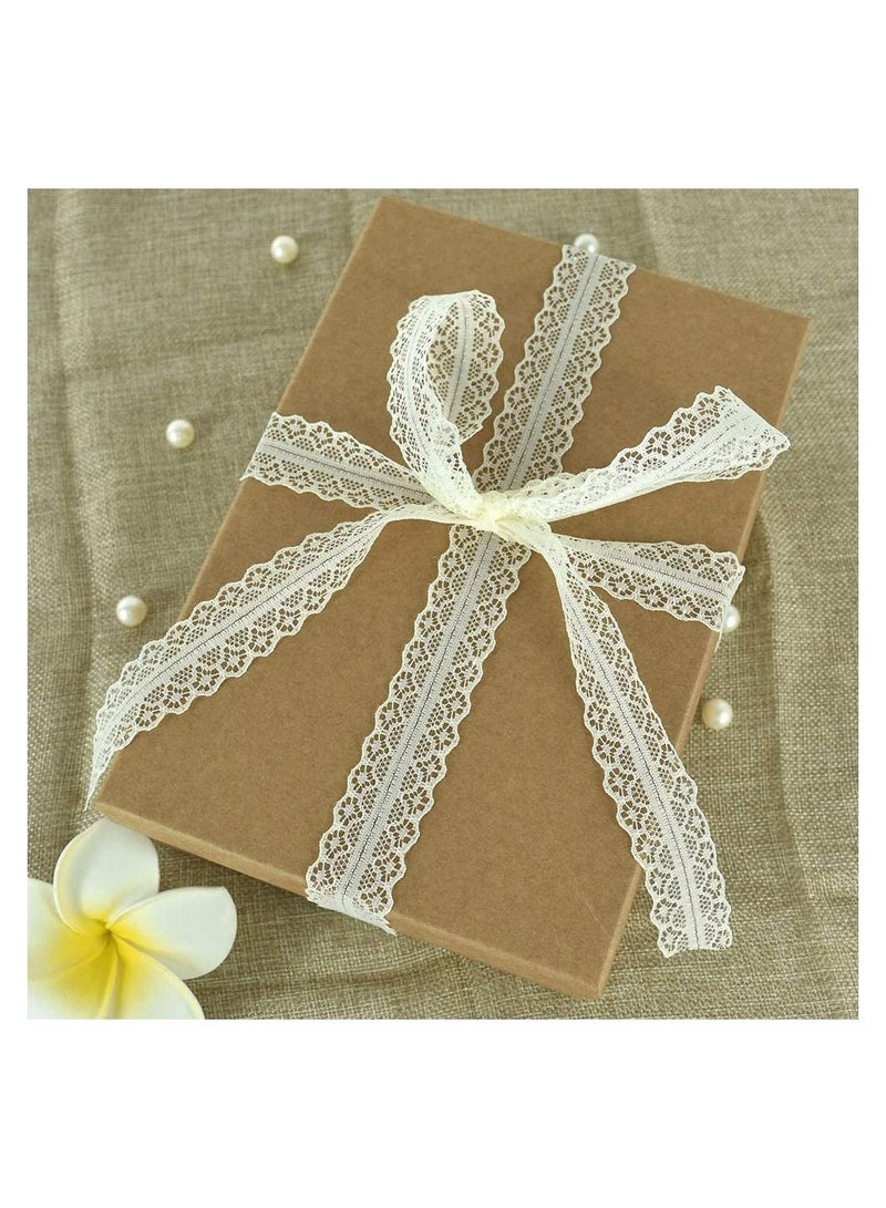 سيوسي الدانتيل الشريط الزخرفية 1.2 بوصة واسعة الرجعية نمط الشريط لفة 25 ياردة هدية التفاف لزهور ديي يدويا مخيط الزفاف الطرف الديكور ، 2 قطعة كريم أبيض - Image 3