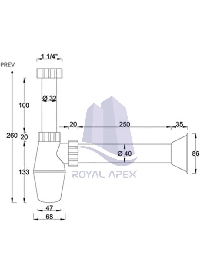 Royal Apex Pvc Bathroom Basin Sink Bottle Trap Waste Pipe 1 1/4 Inch Slip Inlet Drain Tube Kit-White - Image 2