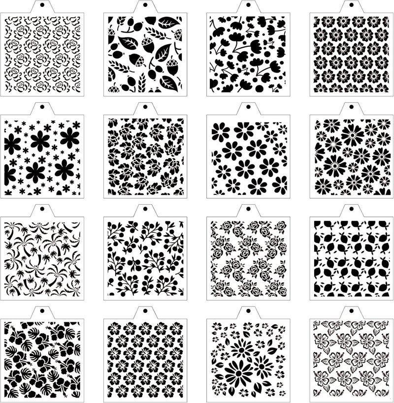 NEGEMEL Stencil Genie 16 Pcs 5.5x5.5in Baking Stencils for Royal Icing, Airbrush; Sugar Cookies; Craft Painting - Image 1