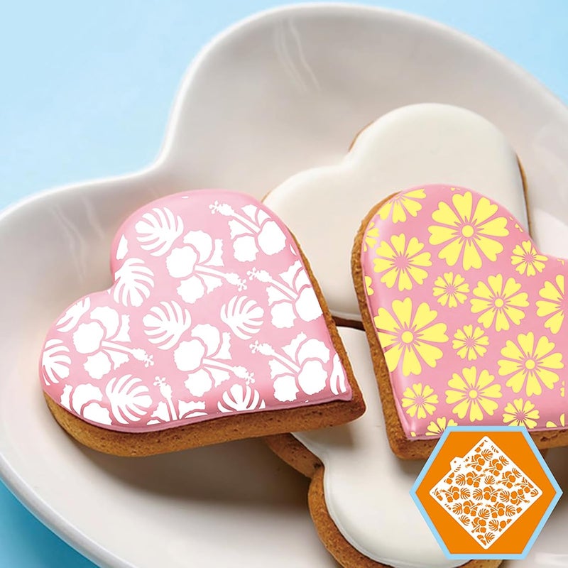 NEGEMEL Stencil Genie 16 Pcs 5.5x5.5in Baking Stencils for Royal Icing, Airbrush; Sugar Cookies; Craft Painting - Image 4