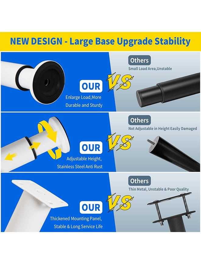 بوفان 4 قطع من أرجل دعم السرير القابلة للتعديل الارتفاع [مع 18 قطعة من البراغي] لإطار السرير/شريحة منتصف السرير، أرجل بديلة للأثاث شديدة التحمل 7.08-12.2 بوصة للأريكة/الخزانة/الأريكة/الخزانة/الطاولة (أبيض) - Image 3