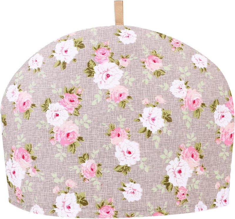 Luxshiny Tea Cosy Cotton Tea Cosy, Teapot Cozy Cover Teapot Cover Warmer Flower Pattern Tea Pot Cozy for Kitchen Home Restaurant 35cm*25cm (Grey) - Image 1