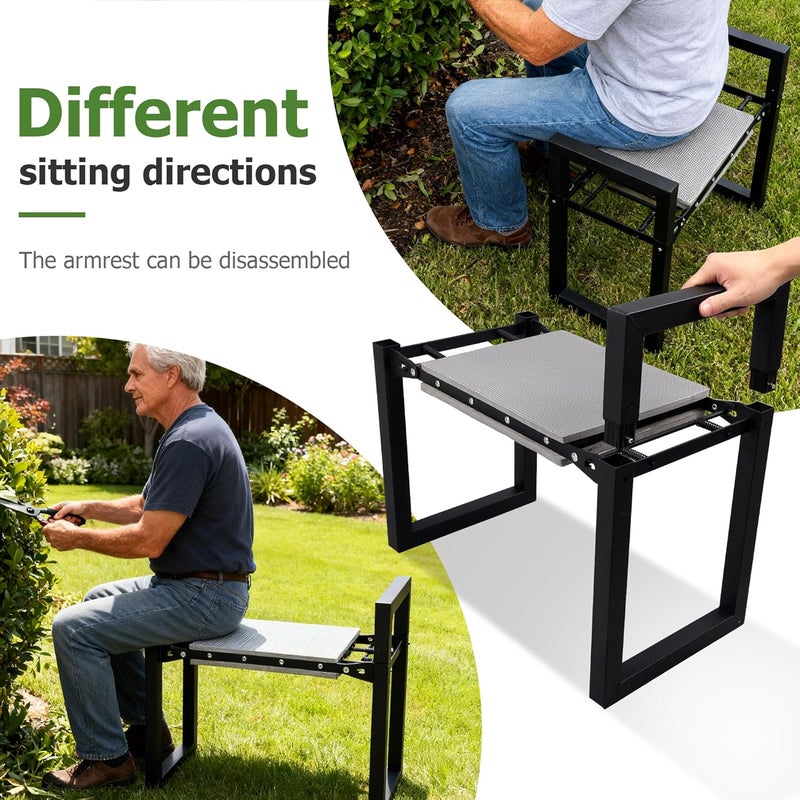 LLARGUEST Garden Kneeler and Seat with 12.6" Wide Thicken & Widen Soft Kneeling Pad, Multifunctional Gardening Stool for Kneeling & Sitting, Relieve Knee Back Pain - Ideal Gifts for Women, Men & Seniors - Image 4
