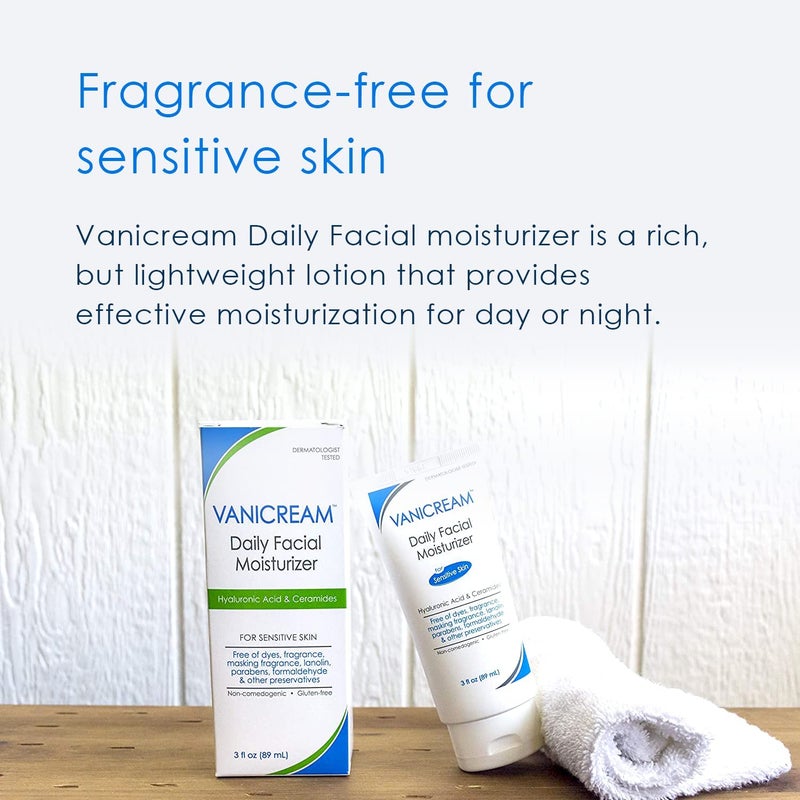 Vanicream Daily Facial Moisturizer With Ceramides and Hyaluronic Acid - Formulated Without Common Irritants for Those with Sensitive Skin, 3 fl oz (Pack of 2) - Image 4