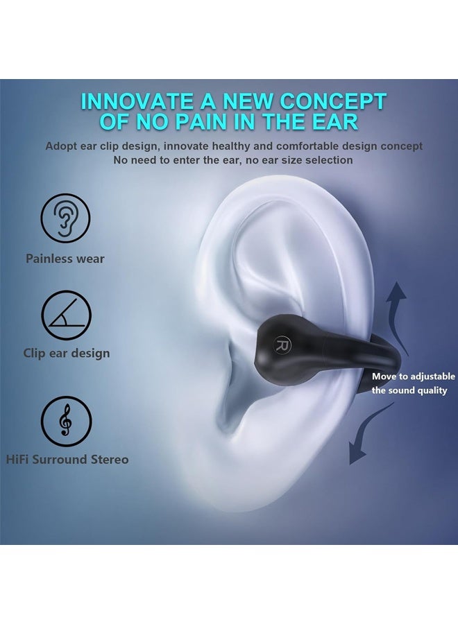 Open Ear Ring True Open Ear Headphones, with Digital Display Charging Case ,Lightweight Comfort Open Ear Clip Wireless Earbuds, Bluetooth 5.3 OWS Earphones Fit Sports Running, IPX5 Waterproof TWS, W - Image 3