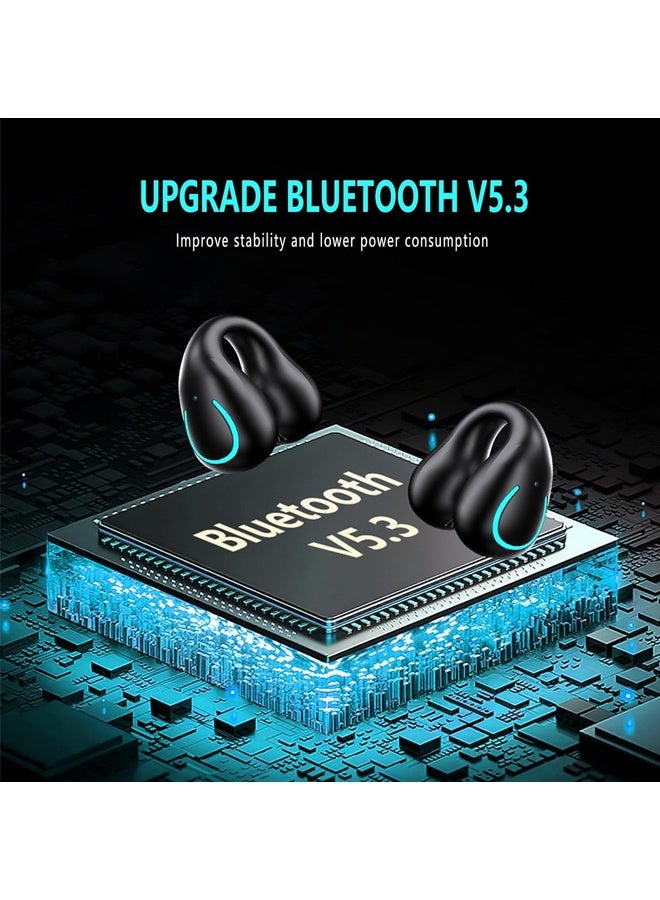 Open Ear Ring True Open Ear Headphones, with Digital Display Charging Case ,Lightweight Comfort Open Ear Clip Wireless Earbuds, Bluetooth 5.3 OWS Earphones Fit Sports Running, IPX5 Waterproof TWS, W - Image 4