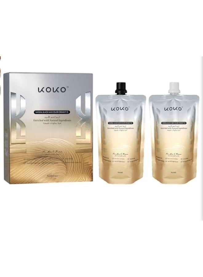 KOKO Natural Black Hair Color Cream,Enriched with Natural Ingredients,1000ml - Image 1