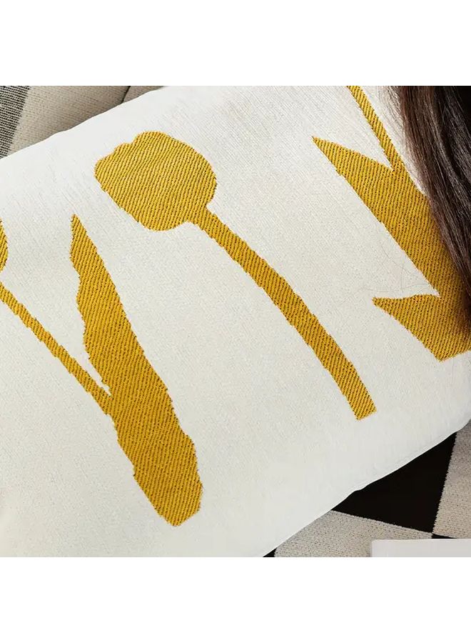 Yellow Chenille Sofa Cushion Cover 35x14 Inch Zipper Closure Machine Washable - Image 5