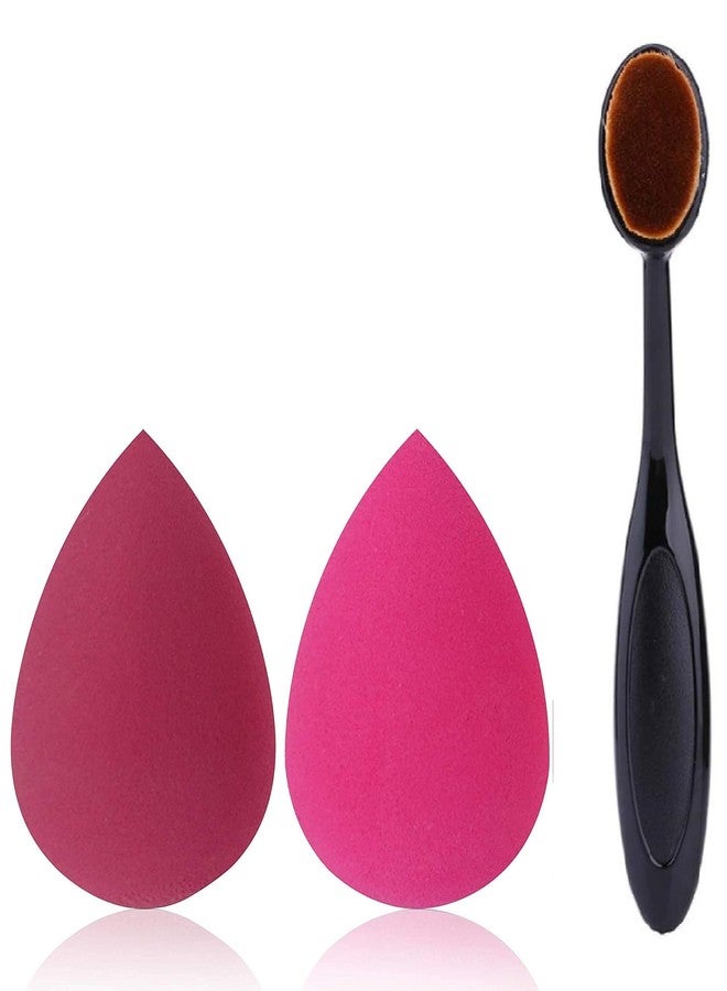 Prosopyare Beauty Multicolour Professional Foundation Makeup Sponges with Oval Makeup Foundation Brush for Liquid, Cream and Powder (Multicolor) - Image 1