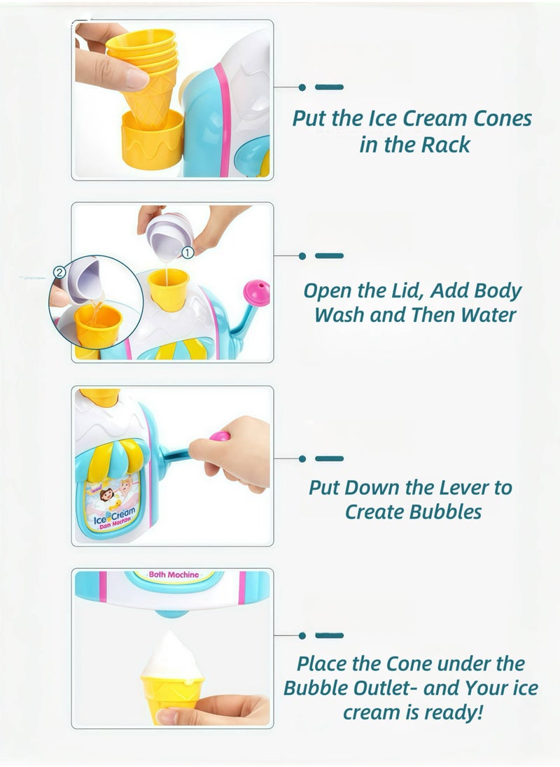 Paraphrase DIY Ice Cream Bubble Bath Toy for Toddlers, Interactive Baby Bathtime Toy with Suction Cups, Water & Soap Foam Maker, Manual Bubble Machine, Fun & Safe for Kids  - Image 4