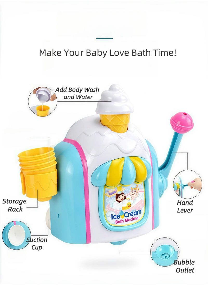 Paraphrase DIY Ice Cream Bubble Bath Toy for Toddlers, Interactive Baby Bathtime Toy with Suction Cups, Water & Soap Foam Maker, Manual Bubble Machine, Fun & Safe for Kids  - Image 2
