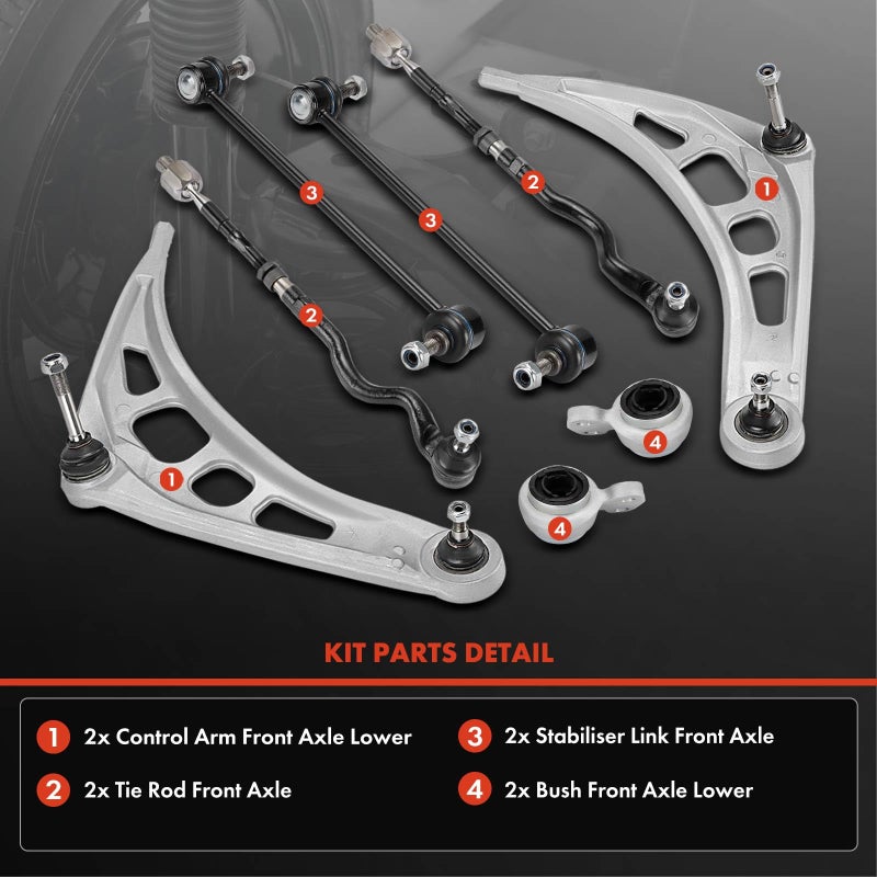 Frankberg 8x Suspension Control Arm kit Compatible with 3 Series E46 316 318 320 323 328 330 1998-2007 Replace# 31126758520 32111096898 - Image 2