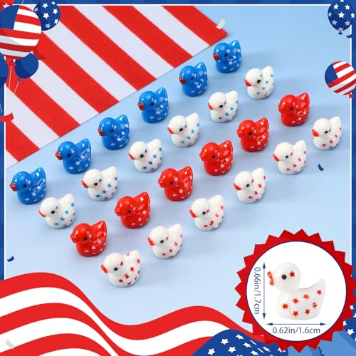 DTOFOOT 80Pcs Patriotic Mini DucksRed White and Blue Ducks 4th of July Tiny Ducks Ornaments Mini Resin Ducks Figurines Independence Day Decorations Garden Decor and Gift Stuffers - Image 5