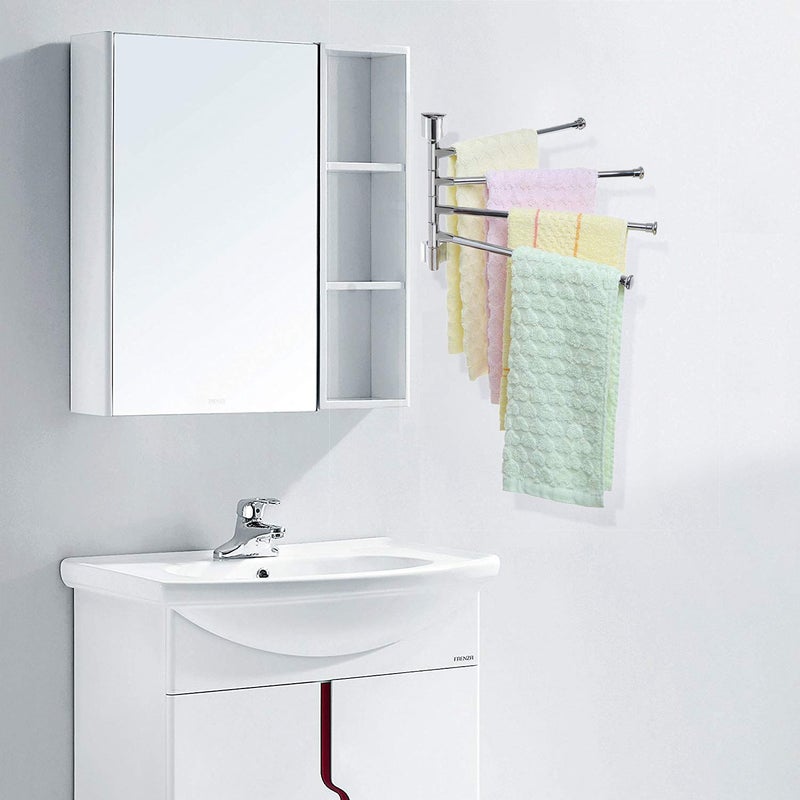 Plantex Stainless Steel 4-Arm Bathroom Swing Hanger Towel Rack/Towel Holder for Bathroom/Towel Stand/Bathroom Accessories - Image 3
