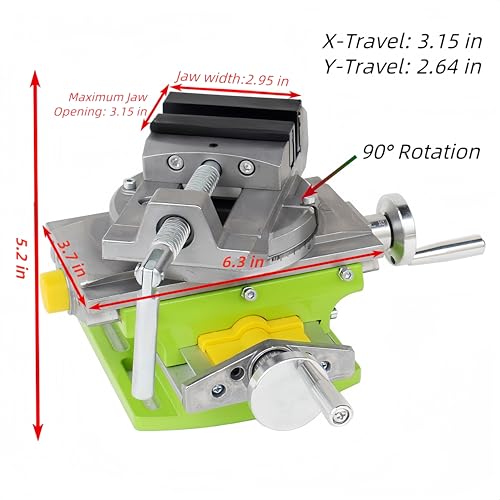 KZU Cross Slide Drill Press Vise, 2-Way X- Y- Benchtop Drill Press Clamp, Portable Table Drill Press Vise with 90° Rotary Table for Drilling Milling Machine - Image 2