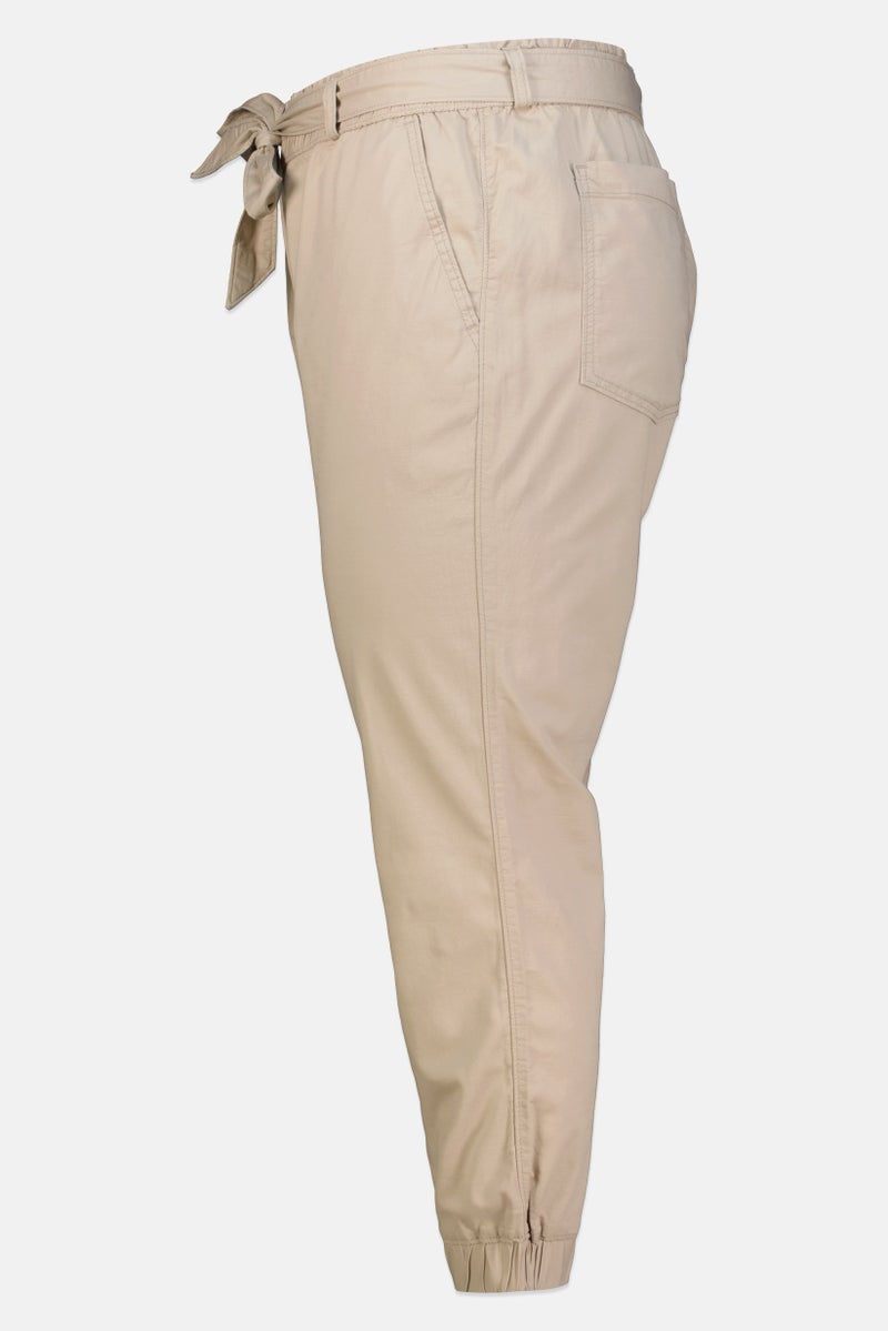 Levi's Women Regular Fit Embroidered Logo Jogger Pants, Beige - Image 4