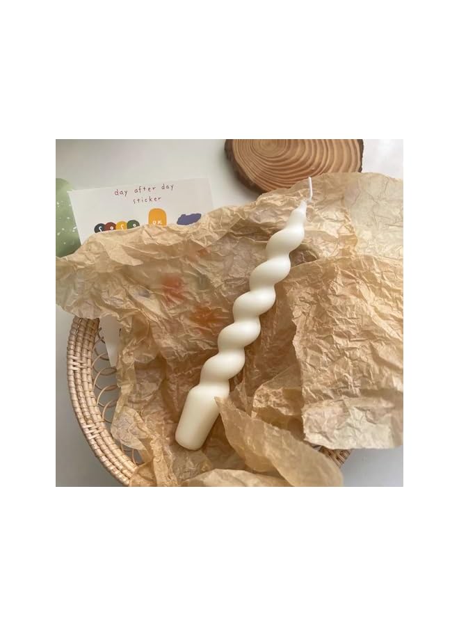 The Bros White Spiral long bar aromatherapy candle handmade 7.5 '' twisted bar wax aromatherapy candle suitable for home decoration weddings festivals events parties - Image 2