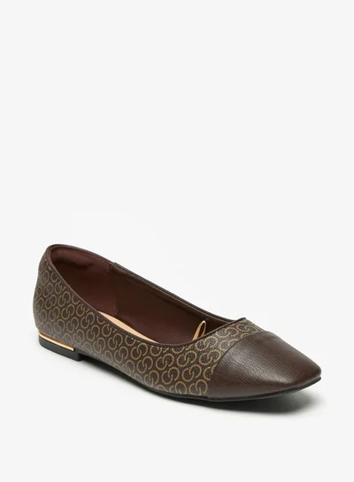 سيليست Women's Monogram Print Slip-On Square Toe Ballerinas Shoes