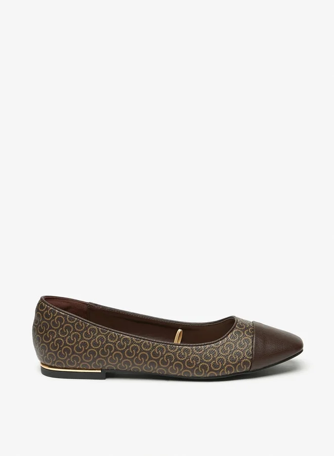 سيليست Women's Monogram Print Slip-On Square Toe Ballerinas Shoes