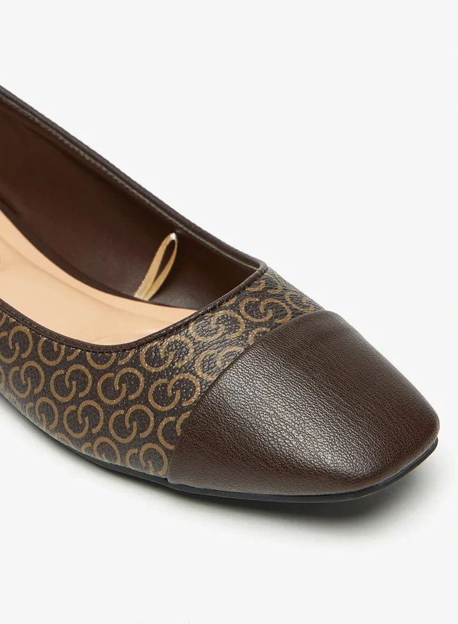 سيليست Women's Monogram Print Slip-On Square Toe Ballerinas Shoes