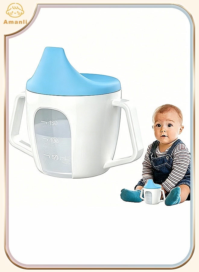Amanli 1 Pcs Baby Sippy Cup, Toddler Leak Spout Non Spill Sippy Cup with Handle, Portable Water Bottle for Kids（blue） - Image 1